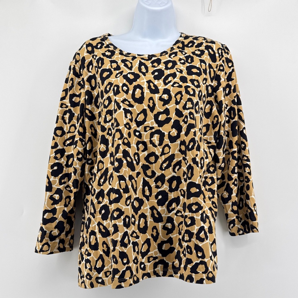J.McLaughlin Catalina Cloth Top XL Animal Print Cheetah 3/4 Sleeve Excellent